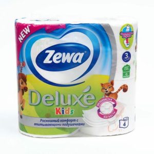 Туалетная бумага Zewa Deluxe Kids, 3 слоя, 4 шт