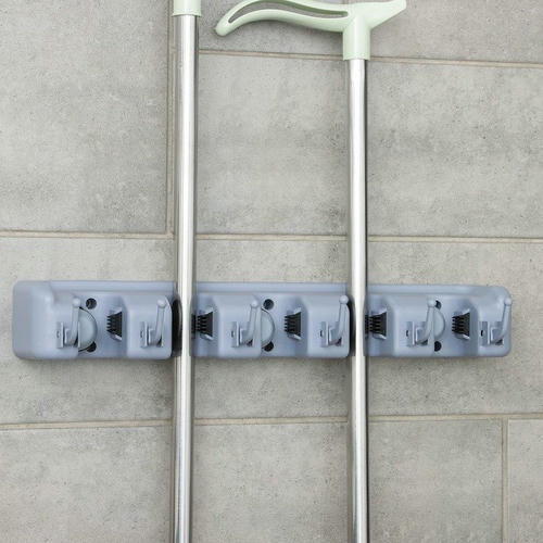 Держатель для швабр и метел с крючками Доляна, крепление саморезы, 41x8 см, 5 секций