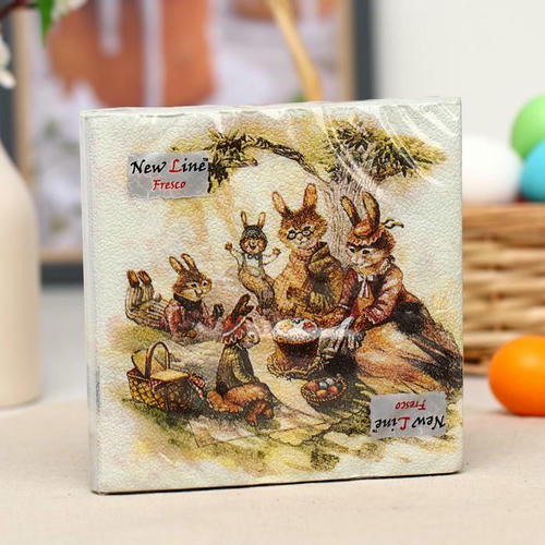 Салфетки бумажные New line «Пасхальные зайцы», 2 слоя, 33*33 см, 20 шт