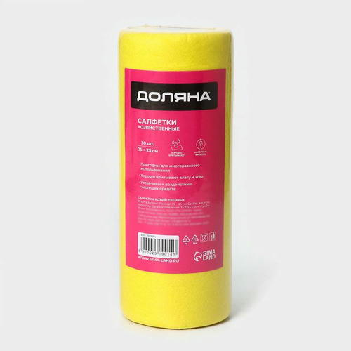 Салфетки универсальные в рулоне Доляна, 25x25 см, 30 шт, вискоза
