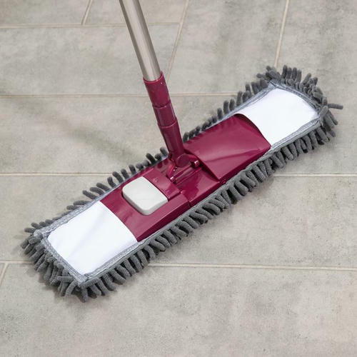 Швабра для мытья пола Raccoon, плоская, со стальной телескопической ручкой, 41x12x77(130) см, микрофибра букли — изображение 2