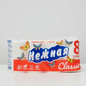 Туалетная бумага «Нежная», 2 слоя, 8 рулонов