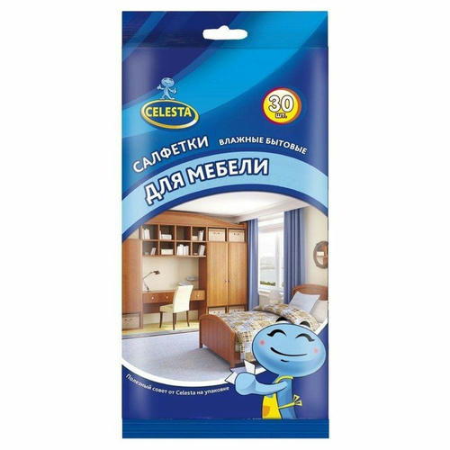 Салфетки влажные бытовые Celesta, для мебели, 30 шт