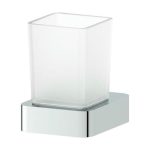 Держатель со стаканом, матовое стекло, хром