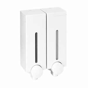 Дозатор для мыла Slim, 2 х 450 мл, двухсекционный, цвет белый