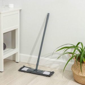 Швабра для мытья пола плоская Доляна, насадка микрофибра букли 42x12 см, телескопическая ручка 70-120 см