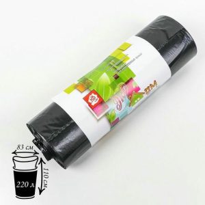 Мешки для мусора, 220 л, 30 мкм, 83x110 см, ПВД, 10 шт, цвет чёрный