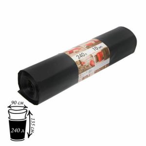 Мешки для мусора особопрочные, 240 л, 100 мкм, 90x135 см, ПВД, 10 шт, цвет чёрный