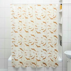 Штора для ванной «Дельфины», 180x180 см, полиэтилен, цвет бежевый