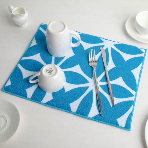 Коврик для сушки посуды Доляна «Призма», 30x40 см, микрофибра, цвет голубой — изображение 2