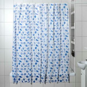 Штора для ванной «Ракушки», 180x180 см, полиэтилен, цвет белый