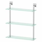 Полка трёхъярусная, ширина 50 см, матовое стекло, хром