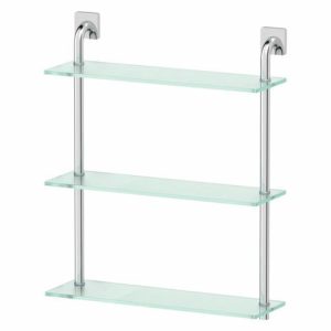 Полка трёхъярусная, ширина 50 см, матовое стекло, хром