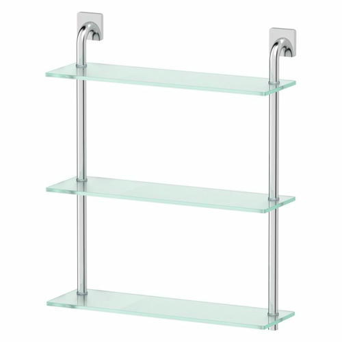 Полка трёхъярусная, ширина 50 см, матовое стекло, хром