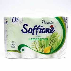 Туалетная бумага Soffione Premium Fresh Lemongrass, 3 слоя, 12 рулонов