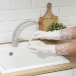 Перчатки хозяйственные Raccoon с манжетой и подкладом, ПВХ, 110 гр, размер M, 40 см, цвет белый