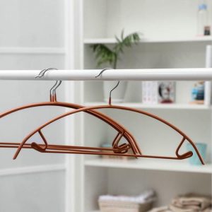 Вешалка-плечики для одежды с перекладиной Доляна, размер 44-46, антискользящее покрытие, дугообразная, цвет бронзовый