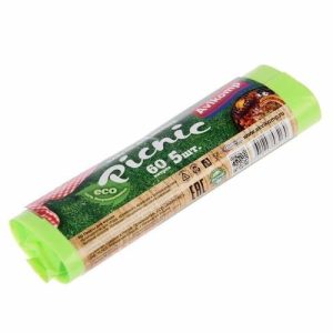 Мешки для мусора 60 л, 58x68 см, 19 мкм, ПВД, 5 шт, цвет салатовый