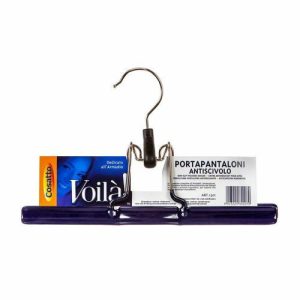 Вешалка-зажим для брюк, металл с антискользящим покрытием, 26 см, цвет синий