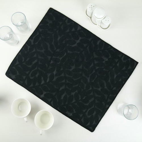 Коврик для сушки посуды Доляна «Папоротник», 38x50 см, микрофибра, цвет чёрный