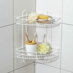 Полка для ванной угловая 2-х ярусная, 23x23x41,5 см, цвет белый