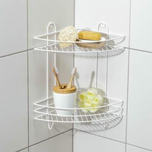 Полка для ванной угловая 2-х ярусная, 23x23x41,5 см, цвет белый