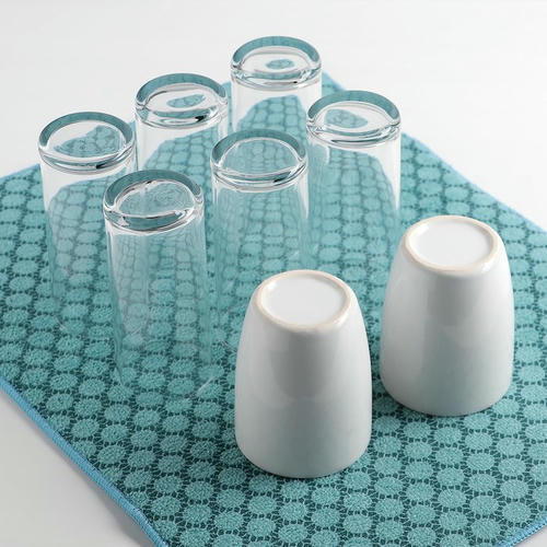 Коврик для сушки посуды Доляна «Дотт», 38x51 см, микрофибра, цвет бирюзовый — изображение 2