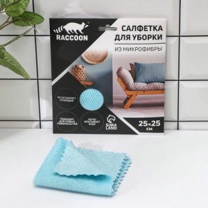 Салфетка микрофибра Raccoon «Зимнее утро», 25x25 см, картонный конверт