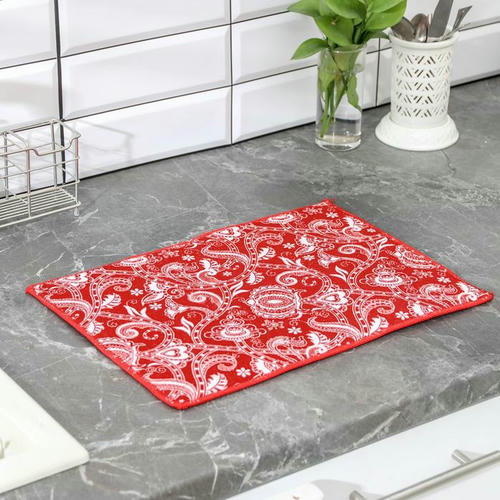 Коврик для сушки посуды Доляна «Цветочный мотив», 30x40 см, микрофибра — изображение 2