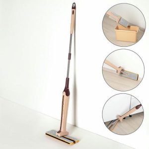 Швабра с отжимом Доляна, двусторонняя насадка из микрофибры 38x12 см, стальная ручка 134 см