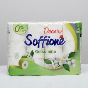 Туалетная бумага Soffione Decoro Gelsomino, 2 слоя, 12 рулона