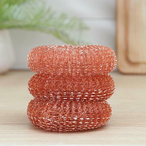 Набор губок металлических Доляна, с медным покрытием, 20 гр/штука, 3 шт — изображение 2