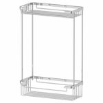 Полочка-решётка с крючками двухъярусная, размер 20 х 20 см, хром