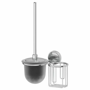 Держатель освежителя воздуха с туалетным ершом с крышкой , матовый хрусталь, хром, FBS