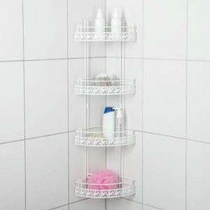 Полка угловая 4-х ярусная «Ажур», 18x29x85 см, цвет белый