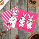 Набор салфеток Доляна «Зайки» 20х20 см-2 шт, микрофибра