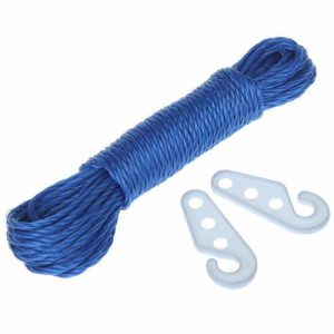 Верёвка бельевая Доляна, d=3 мм, длина 10 м, 2 крючка, цвет МИКС