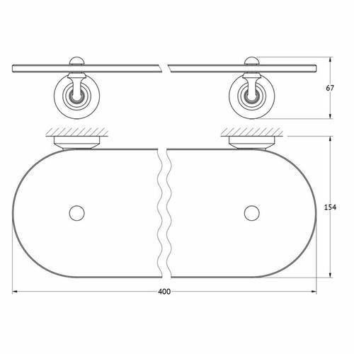 Полка с держателями, ширина 40 см, стекло, античное серебро — изображение 2