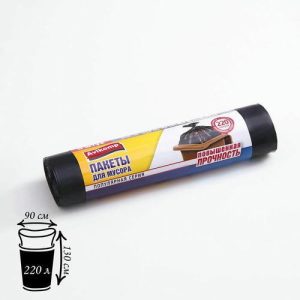 Мешки для садового и строительного мусора Popular, 220 л, 90x130 см, 39 мкм, ПВД, 5 шт, цвет чёрный