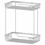 Полочка-решётка с крючками двухъярусная, размер 26 х 26 см, хром
