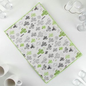 Салфетка для сушки посуды Доляна «Кактусы», 34x50 см, лён