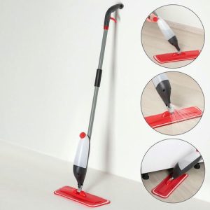 Швабра для мытья пола с распылителем Доляна, насадка из микрофибры 40x14 см, металлическая ручка 118 см, цвет МИКС