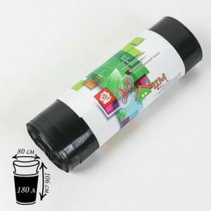 Мешки для мусора, 180 л, 30 мкм, 80x106 см, ПВД, 10 шт, цвет чёрный