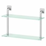 Полка двухъярусная, ширина 50 см, матовое стекло, хром