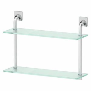 Полка двухъярусная, ширина 50 см, матовое стекло, хром