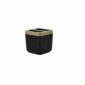 Стакан для зубной пасты и щётки Toskana, пластик, цвет чёрный/золото