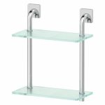 Полка двухъярусная, ширина 30 см, матовое стекло, хром