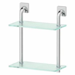 Полка двухъярусная, ширина 30 см, матовое стекло, хром