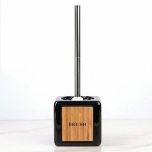 Ёрш для унитаза с подставкой «Стиль», 400 мл, 12x10x36 см, цвет чёрный