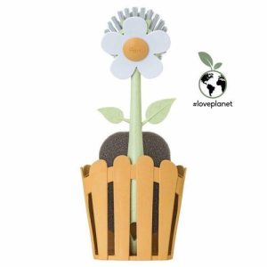 Щётка для посуды FLORGANIC ORANGE, + губка на подставке